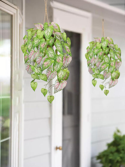Large Fake Hanging Plants in Pot for Indoor & Outdoor, Long Artificial Hanging Pothos Plants Green, 27.6" Fake Potted Vines Ivy Greenery Plant for Room Wall Shelf Decor Living Room Patio Porch