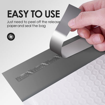 packbabol Bubble Mailers 4x8" 50 Pack Grey and White Padded Envelopes Mailers Waterproof Usable Size 4x7 Self-Seal Padded Mailing Envelopes Bubble Opaque Padded Mailer for Small Businesses，#000