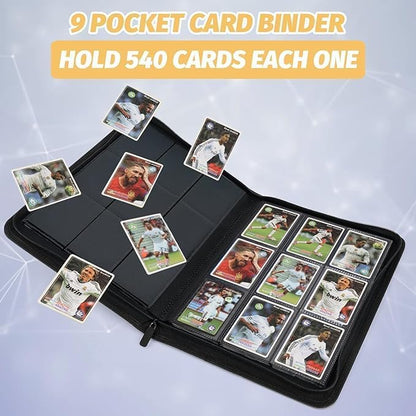 9 Pockets Card Binder,Premium Zip Trading Card Binder,540 Double Sided Pocket PU Collection Binder, Collector Album, Card Folder for MTG, TCG, Business Cards.(Purple)