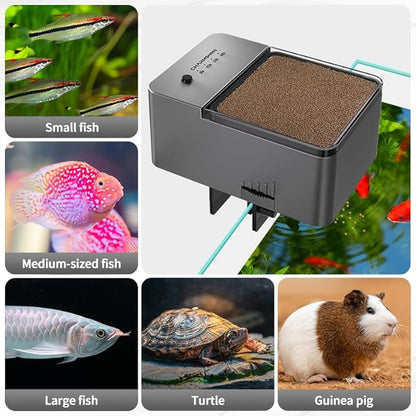 300ml Automatic Feeder for Aquarium Vacation Timer for Fish Tank Food Adjustable Auto Fish Feeder Dispenser for Pellets Strips 8/12/24/48H Timer Battery Operated(Not Included)
