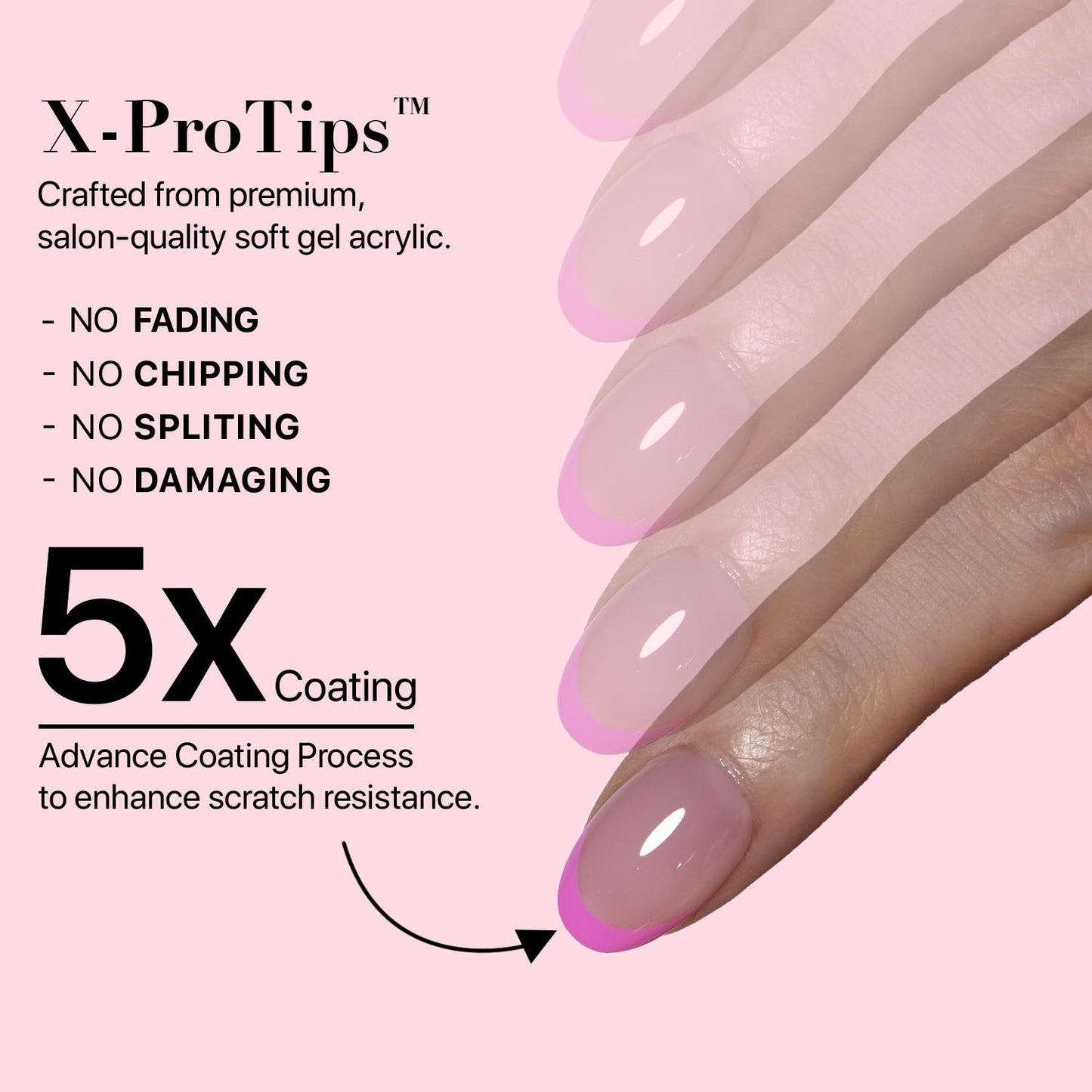 SXC Cosmetics French Tip Press On Nails - Skin Tone Nude and Color Series, Short Coffin X-Pro Tips Starter Kit ST119KIT