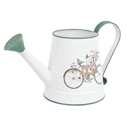 Zokyntrix Small Watering Can for Indoor Plants Garden Metal Decorative Watering Can Outdoor Bonsai Balcony Courtyard Garden Flower Decorative, 1.5L, 50.7 Oz (White Green)