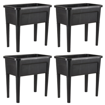 ZIWQPIHT 4 Pcs Plastic Raised Garden Beds with Legs，16 Gallon Outdoor Elevated Garden Planter Box，Perfect for Flowers, Vegetables, and Herbs