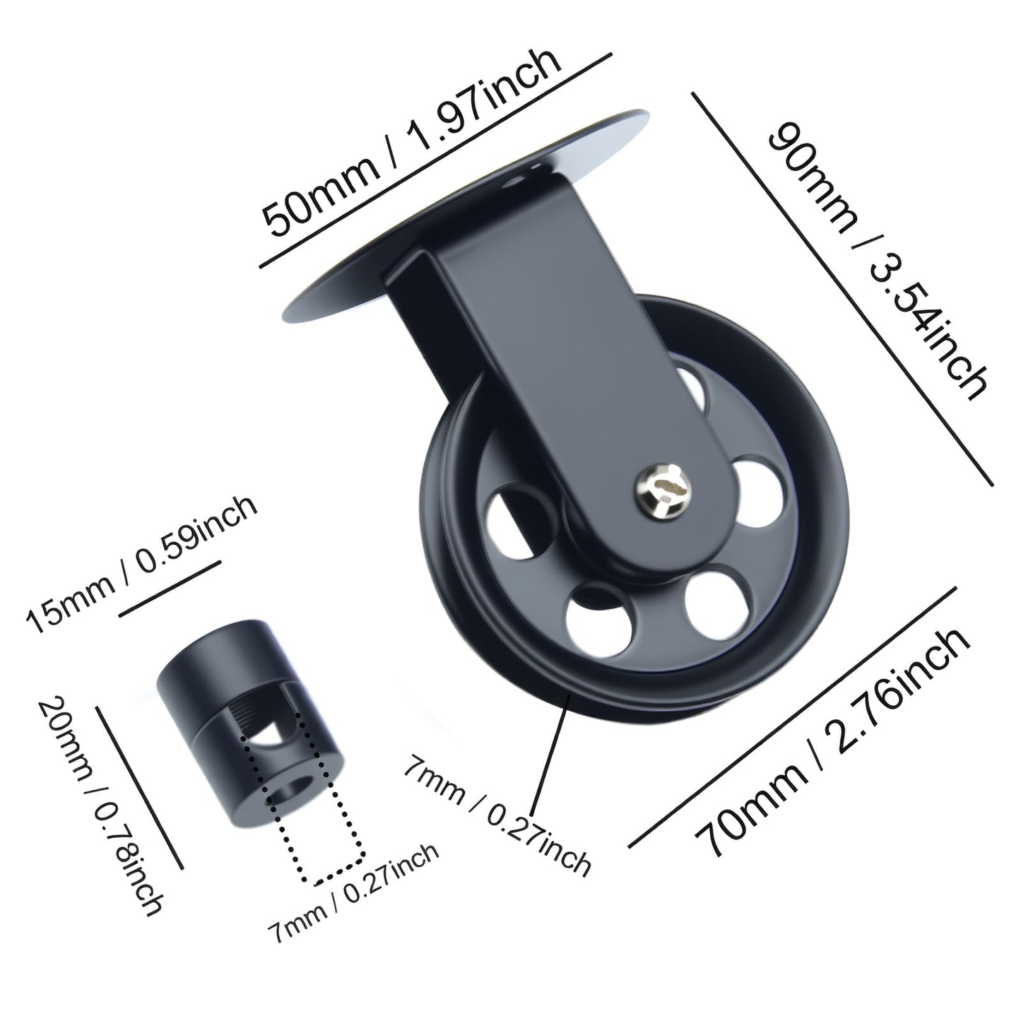 OZXNO 1 Pcs Pulley for Pendant Light 2.76” Pulley Wheels Vintage Wall Ceiling Mount Pulleys for Hanging Lamp with 1pcs Lamp Hook