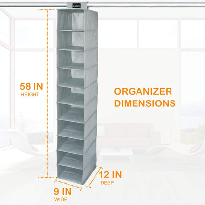 VAESIDA 10 Shelf Hat Rack Hanging Closet/Organizer for Storage - Best Baseball Cap Holder, Gray