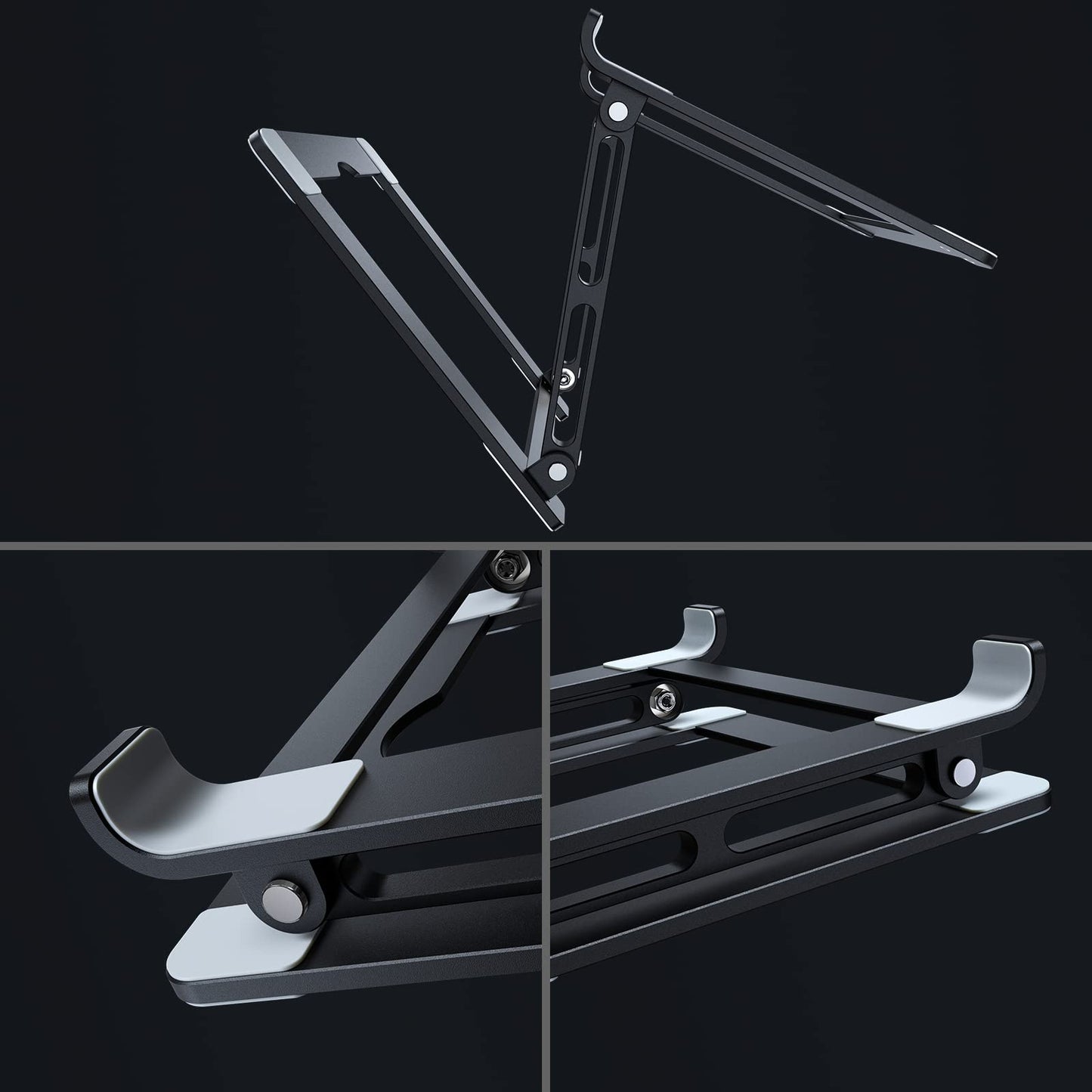 VIGLT Laptop Stand for Desk, Adjustable Laptop Stand Holder Portable Laptop Riser with Multi-Angle Height Adjustable Computer Stand for MacBook Air/Pro and More Notebooks 10-17.3"-Black