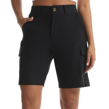 bepopotan Women's Quick-Dry Cargo Shorts - Lightweight Hiking Shorts with 5 Pockets for Athletic Golf Travel Work (Black XL)