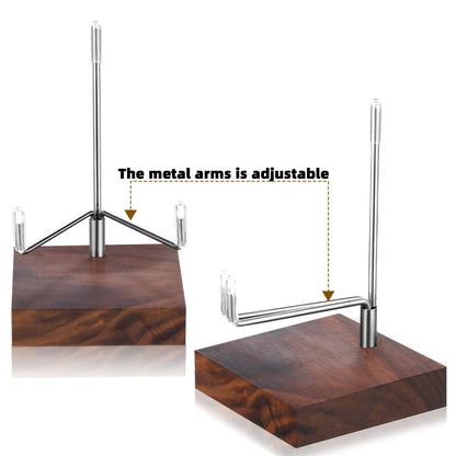 Wenqik 4 Pcs Crystal Display Stand Rock Display Stand Adjustable Metal Arms with Wooden Base Geodes Rock Agate Mineral Easel Holder for Collectibles(1.97 x 1.97 x 3.15 Inch,Silver)