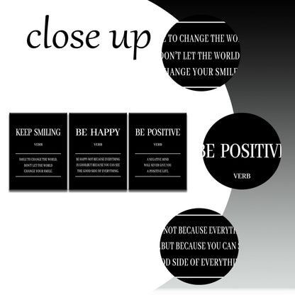 Keep Smiling Be Happy Be Positive 3 Pieces Motivational Canvas Wall Art Entrepreneur Quotes Signs Posters Prints Inspirational Paintings Pictures for Office Gym Decor Ready to Hang [36''W x 16''H]