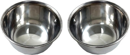 Two of 4-Inch No Rust Stainless Feeder Seed Water Food Replacement Cups with Adjustable Cage Holder for Bird Parrot Cage