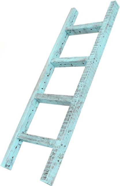 BARNWOODUSA Rustic Decorative Ladder - 100% Upcycled Wood (48" x 12" x 1.5", Robins Egg Blue)