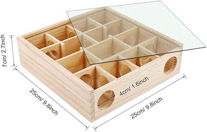 Wooden Maze Tunnel Toy with Cover, Small Pet Animals Sport Toy Funny Toy for Mice Dwarf Hamster Small Gerbil