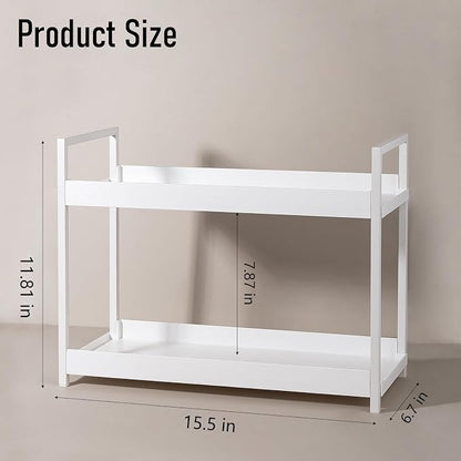 Bathroom Counter Organizer 2 Tier Vanity Storage Countertop Shelf Makeup Organizer Perfume Tray Skincare Holder for Sink, Dresser, Kitchen, Large White