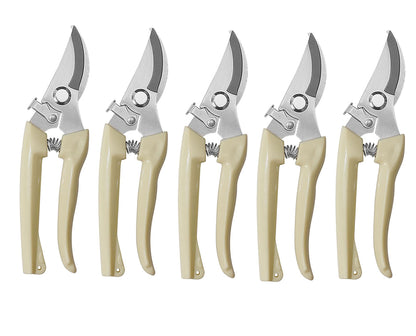 5pcs Garden Flower Shears Pruning Shears 6.9 inches Scissors Heavy Duty Plant Scissors for Cutting Flowers, Trimming Plants, Bonsai, Fruits Picking (White Handle 5pcs)