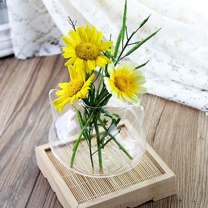 Clear Cute Cats Shaped Glass Desktop Decorative Plant Terrarium Flower Vase Bottle Holder Home Decorative Flower Bott Hydroponic Vase