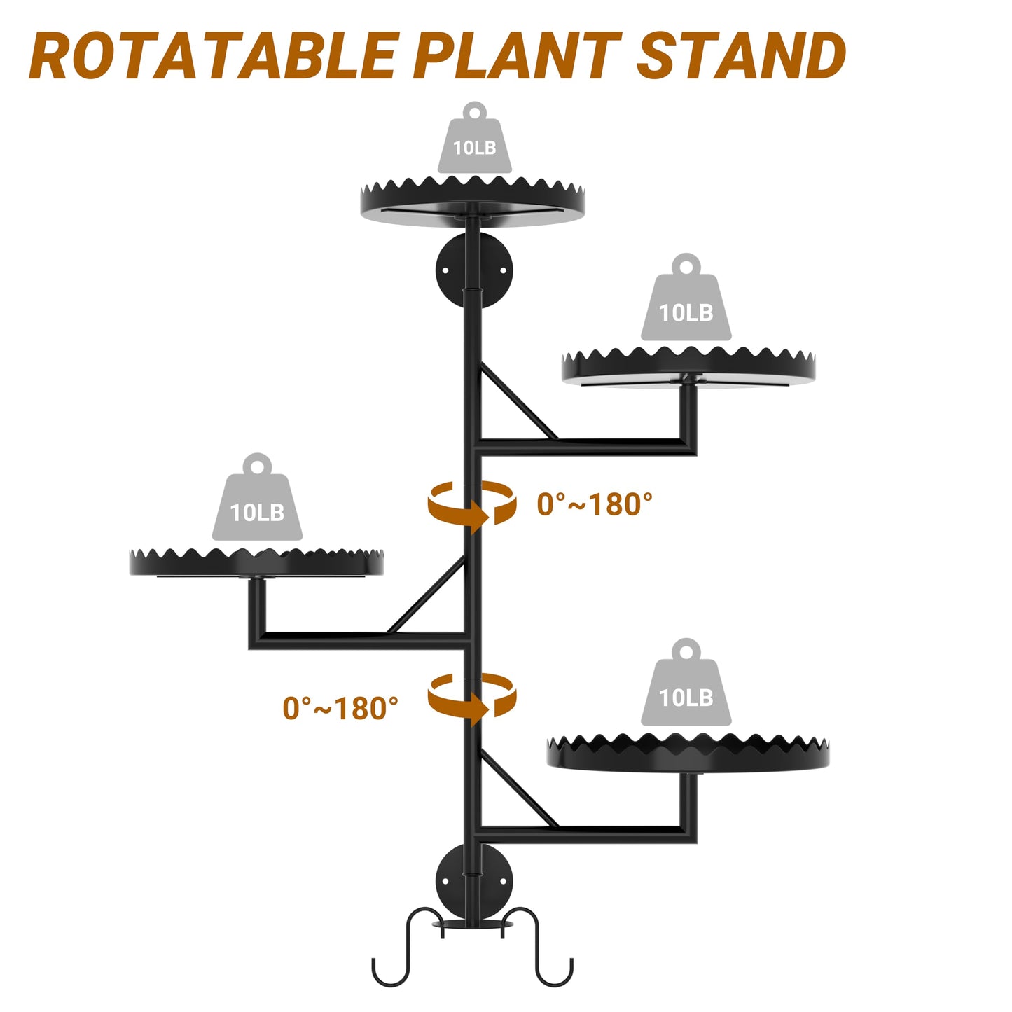 PPN Rotating Wall Plant Shelves Versatile Window Plant Shelf for Indoor Plants Bathroom Living Room Use Wall Planter with Durable Metal Material 4 Pots