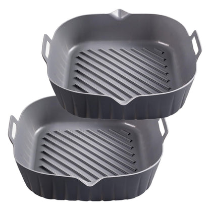 Silicone Liners Square for Air Fryer, 2 Pcs Non-stick Food-grade Reusable Basket Silicone Pot Baking Tray Airfryer Accessories, Top Size 8 inches, Bottom Size 7 inches