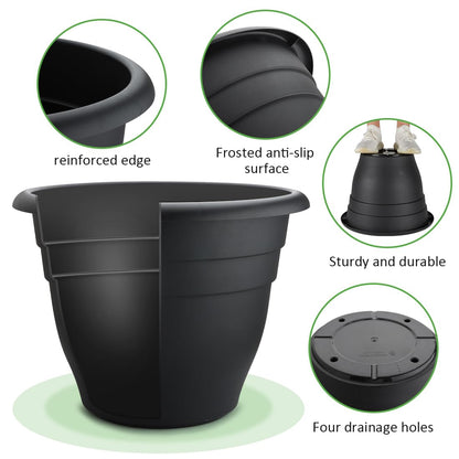 RooTrimmer 3 Pack 20 Inch Large Plant Pots for Outdoor,Heavy Duty Extra Large Deep Garden Planter with Drainage Holes,Sturdy Textured Black Flower Pot for Trees,Shrubs,Patio,Lawn