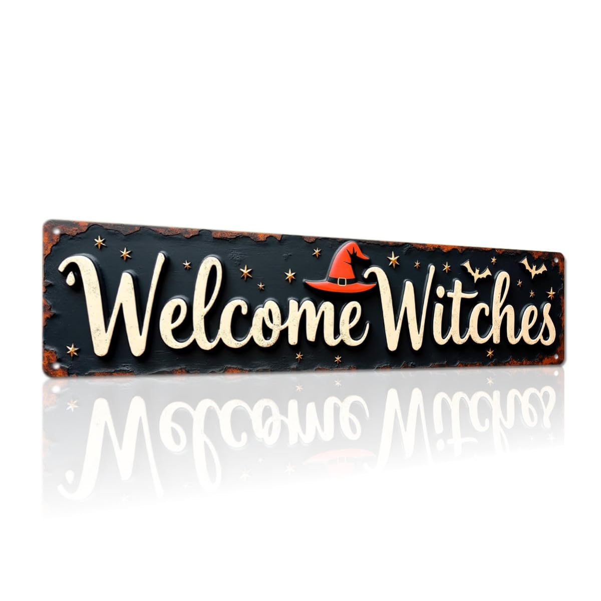 Welcome Witches Halloween Metal Tin Sign Rustic Wall Decor For Halloween Parties, Entryways, Living Rooms, And Man Caves Decorative Signs & Plaques 4x16 Inch