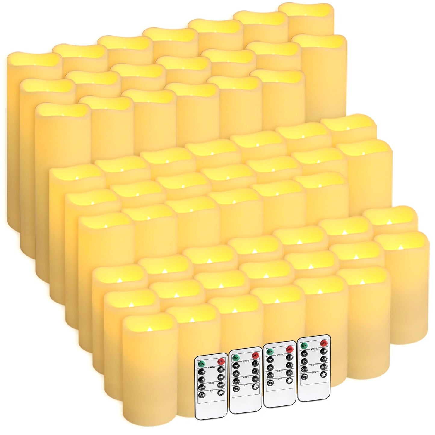 fclayvts 60-Pack LED Flameless Candles with Remote Control - Perfect for Parties, and Special Occasions (Three Sizes)