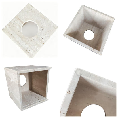 Jusmioke Natural Travertine Marble Tissue Box Cover, Stone Square Pumping Paper, Roll Toilet Paper Holder for Living Room, Bathroom, Kitchen and Home Decor