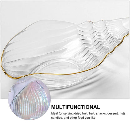 DOITOOL Sea Shell Bowl Glass Salad Plate Sauce Dishes Sushi Plate Dessert Plate Appetizer Plate Fruit Plate Serving Dishes for Home Kitchen