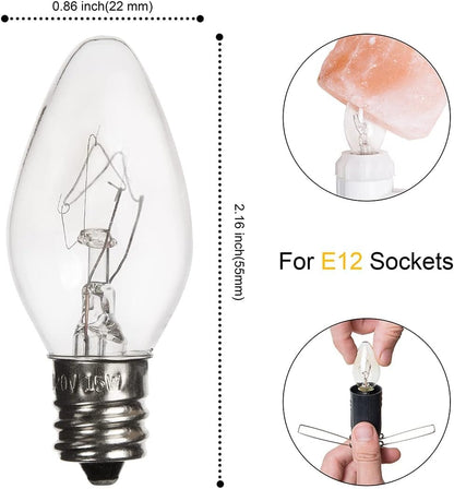 OHLGT 28 Pack Salt Lamp Light Bulbs 15 Watt, Himalayan Salt Lamp Original Replacement Bulbs E12 Socket Long Lasting Incandescent Bulbs Warm Light