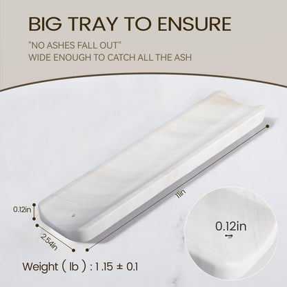 Koville Marble Incense Holder, Incense Holder for Sticks, Incense Sticks Holder Ash Catcher for Meditation Yoga SPA, Natural Stone Incense Burner, Home Table Decor (White)