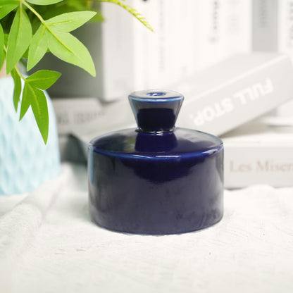 Manykettle Watering Bell Thumb Pot Thumb Watering Cans Ornamental Plant Thumb Watering Hand-Painted Ceramic vase Ceramic Watering Bell Decor Indoor Outdoor House Warming Gifts(Deep Blue 19 fl oz)