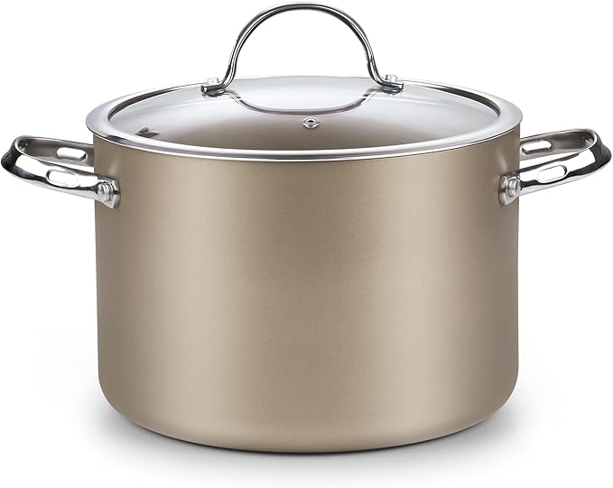 Cooks Standard Classic 8-Quart Stock Pot Dutch Oven Casserole with Glass Lid, Hard Anodized Nonstick Stockpot, Induction Compatible, Bronze