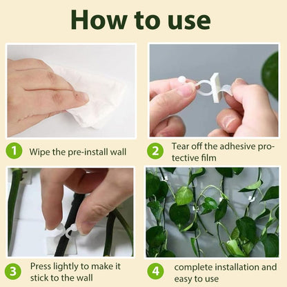 SMILEASE 2025 New Self-Adhesive Vine Support Binding Clip Invisible Plant Fixation Hooks for Gardening,Plant Wall Clips for Climbing Plants, Wire Cable Storage Management (Green, 300PCS)