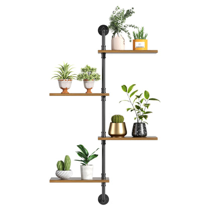 YQSLYSF 4-Tier Wooden Metal Corner Plant Stand - Floating Plant Shelf for Indoor Garden Decor (Pot up to 8")
