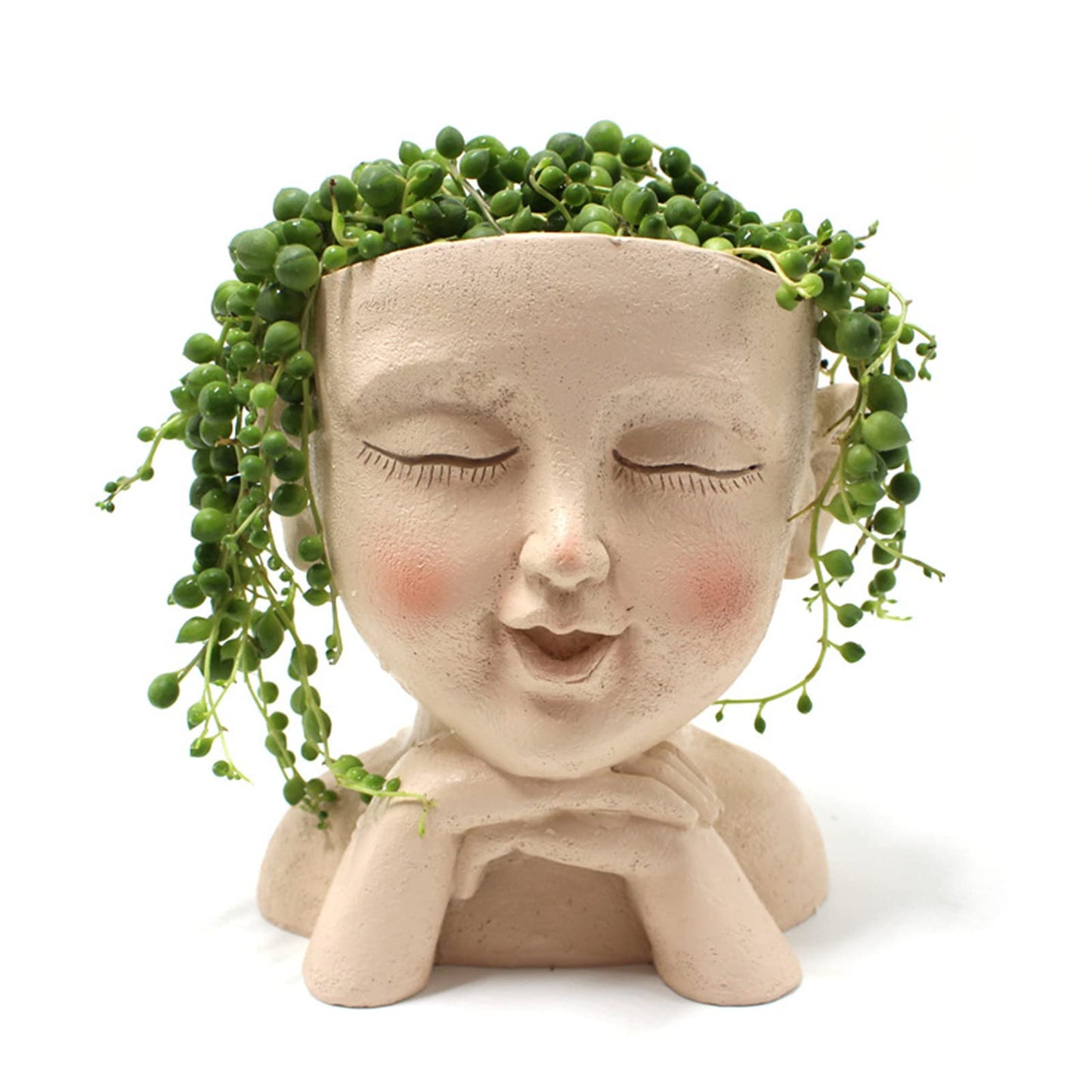 Yesness Face Planter Pots, Human Head Planters Cute Girl Flower Pot, Female Bust Statue Vase, Resin Garden Hollow Heads with Hole for Outdoor Indoor Plants,with Drainage Hole
