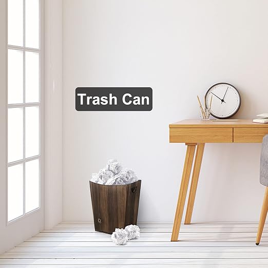 ETELI Wood Waste Basket Small Trash Can for Office Rectangular Trash Can Decorative with 2 Handles for Bathroom Bedroom Kitchen Hotel (Brown)