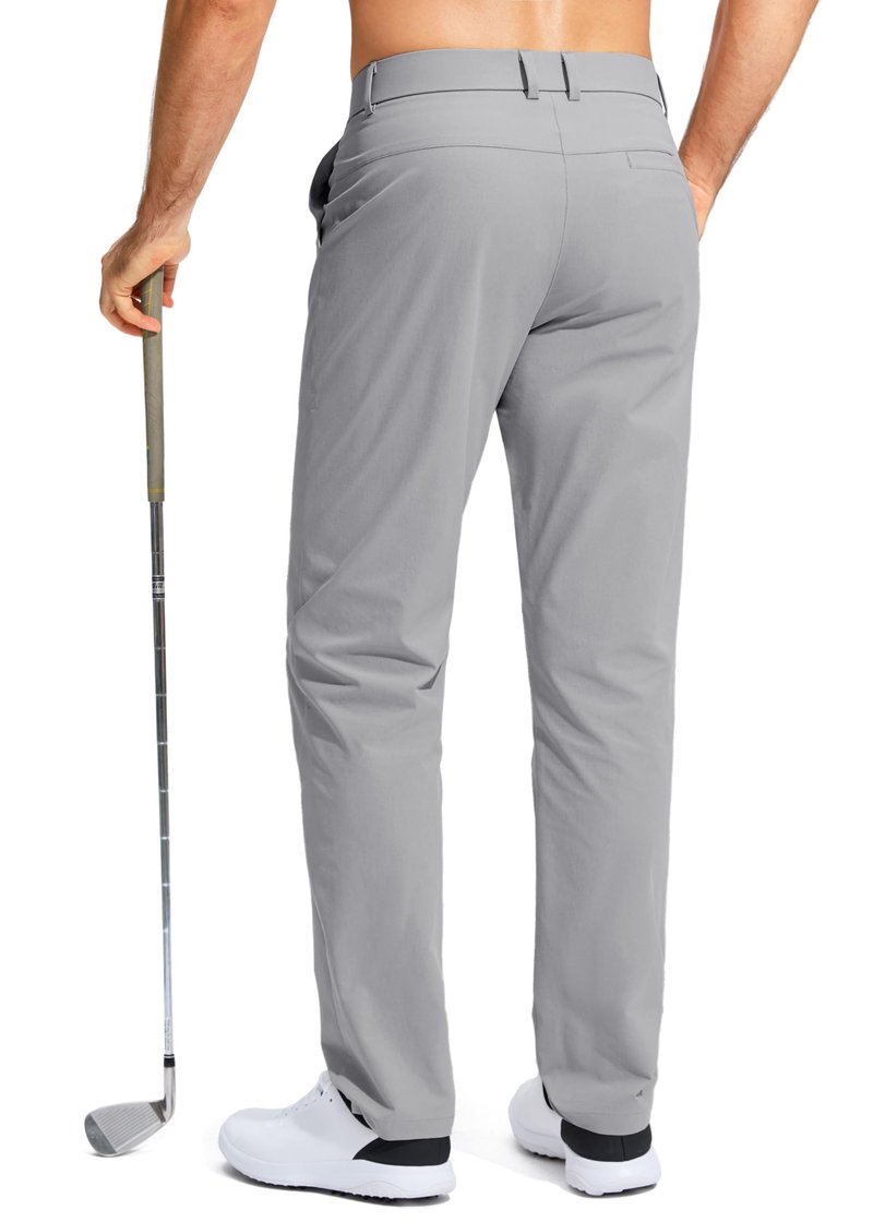 Pudolla Men's Golf Pants Stretch Classic Fit Work Dress Pants 30 Lightweight Quick Dry Casual Slacks Trousers with Pockets(Light Grey 34Wx30L)