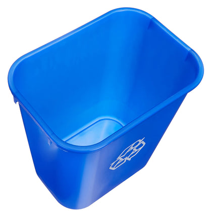 Amazon Basics Rectangular Commercial Office Recycling Wastebasket with Recycle Logo, Easy to Clean, 7 Gallon, Blue, Pack of 2