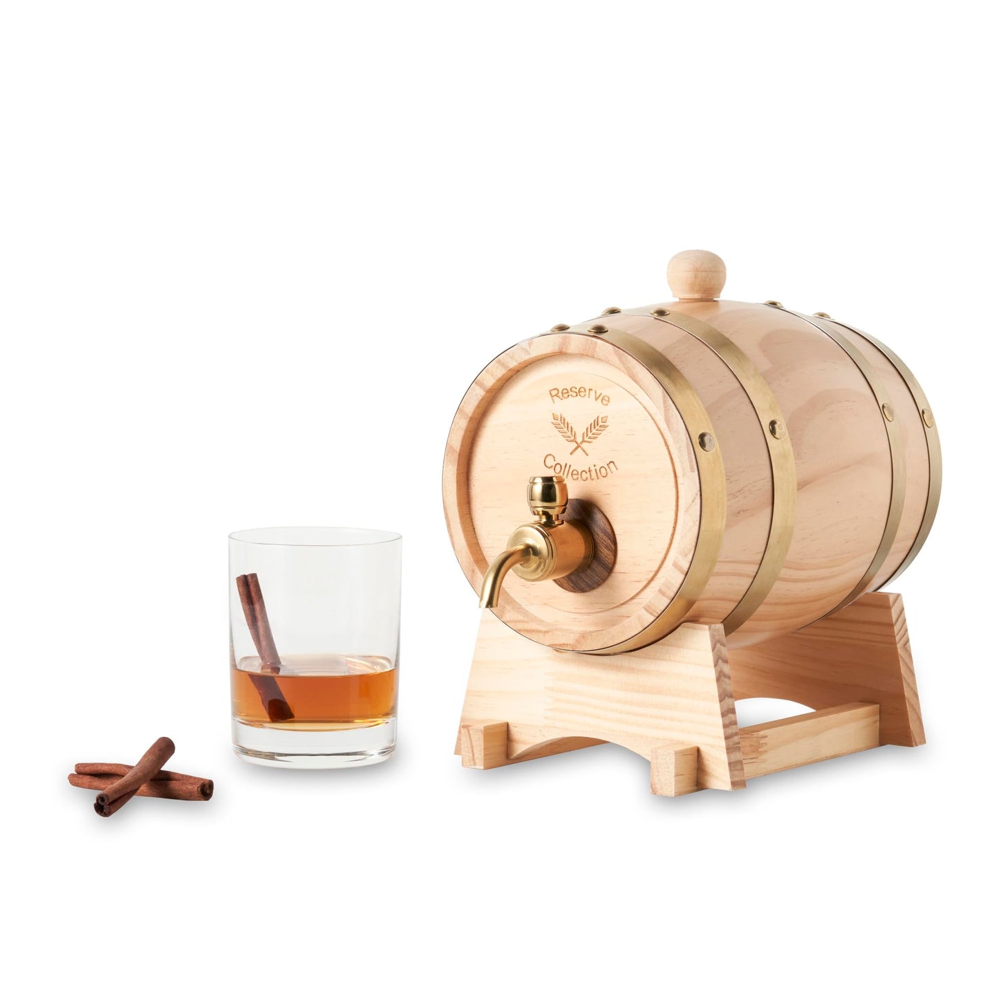 Foster & Rye Wooden Barrel for Whiskey, Whiskey Infusion Bourbon Barrel Moonshine Jug with Spigot, Liquor Dispenser Beverage Barrel - Holds 750mL Set of 1