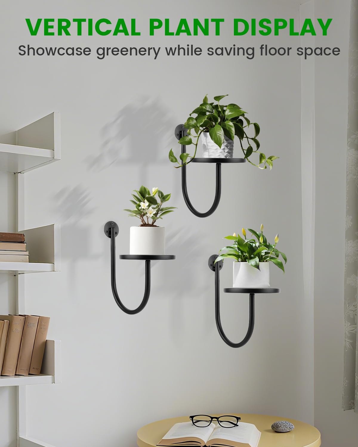 SLLPL Wall Planters for Indoor Plants, Mounted Holder Shelf, Metal Plant Wall Hanger, Decorative Plant Shelf for Indoor Wall Decor (3 Pack)