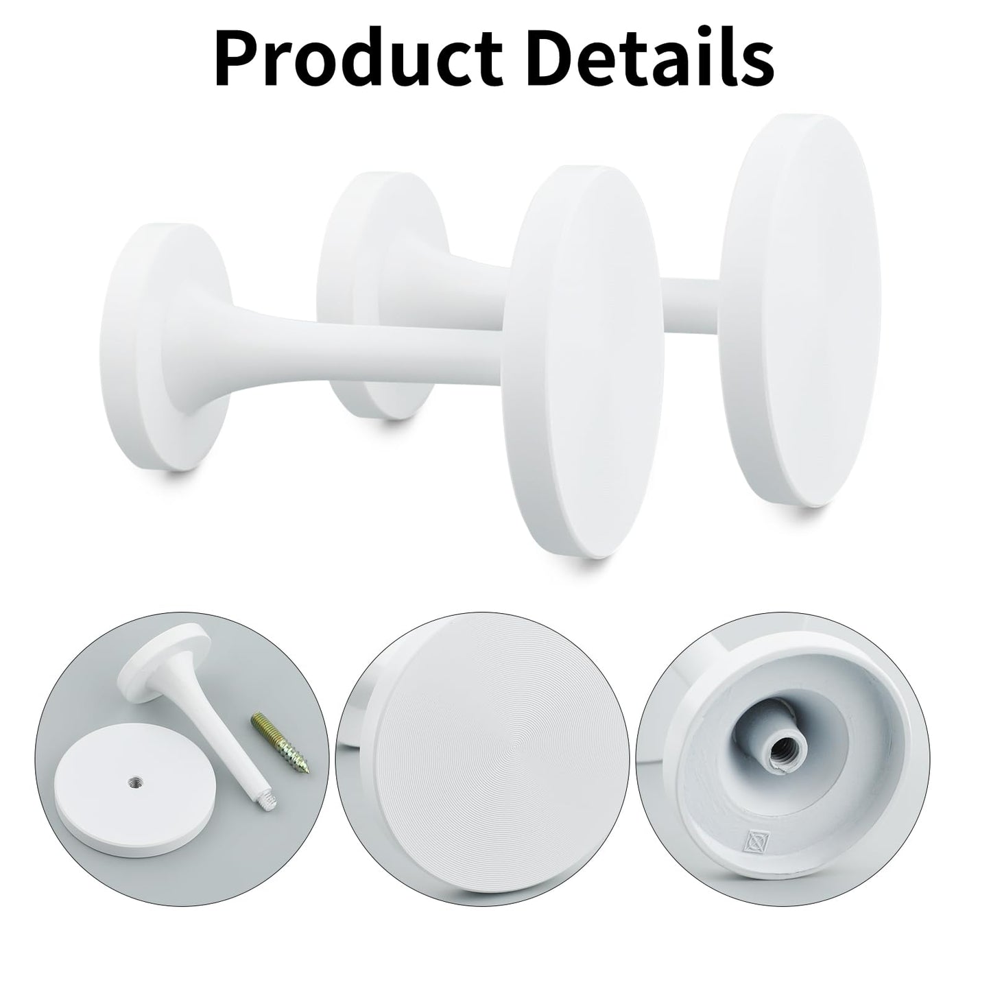 2 Pack White Curtain Tiebacks,Wall Mounted Zinc Alloy Holdbacks with Screws, Decorative Metal Hooks,Curtain Holders for Drapes and Window Treatments in Home or Office