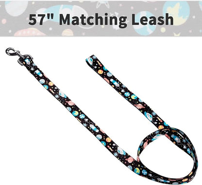 Ihoming Dog Collar and Leash Set for Daily Outdoor Walking Running Training, Space Design for Small Boys Girls Dogs Cats Pets, S-Up to 20LBS