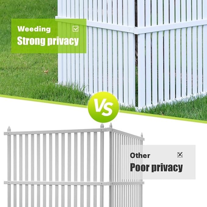 Air Conditioner Fence 36" W X 45" H Trash Can Fence Pool Equipment Enclosure Vinyl Privacy Fence Outdoor No Dig Privacy Fence 3 Panels with Metal Stake, White