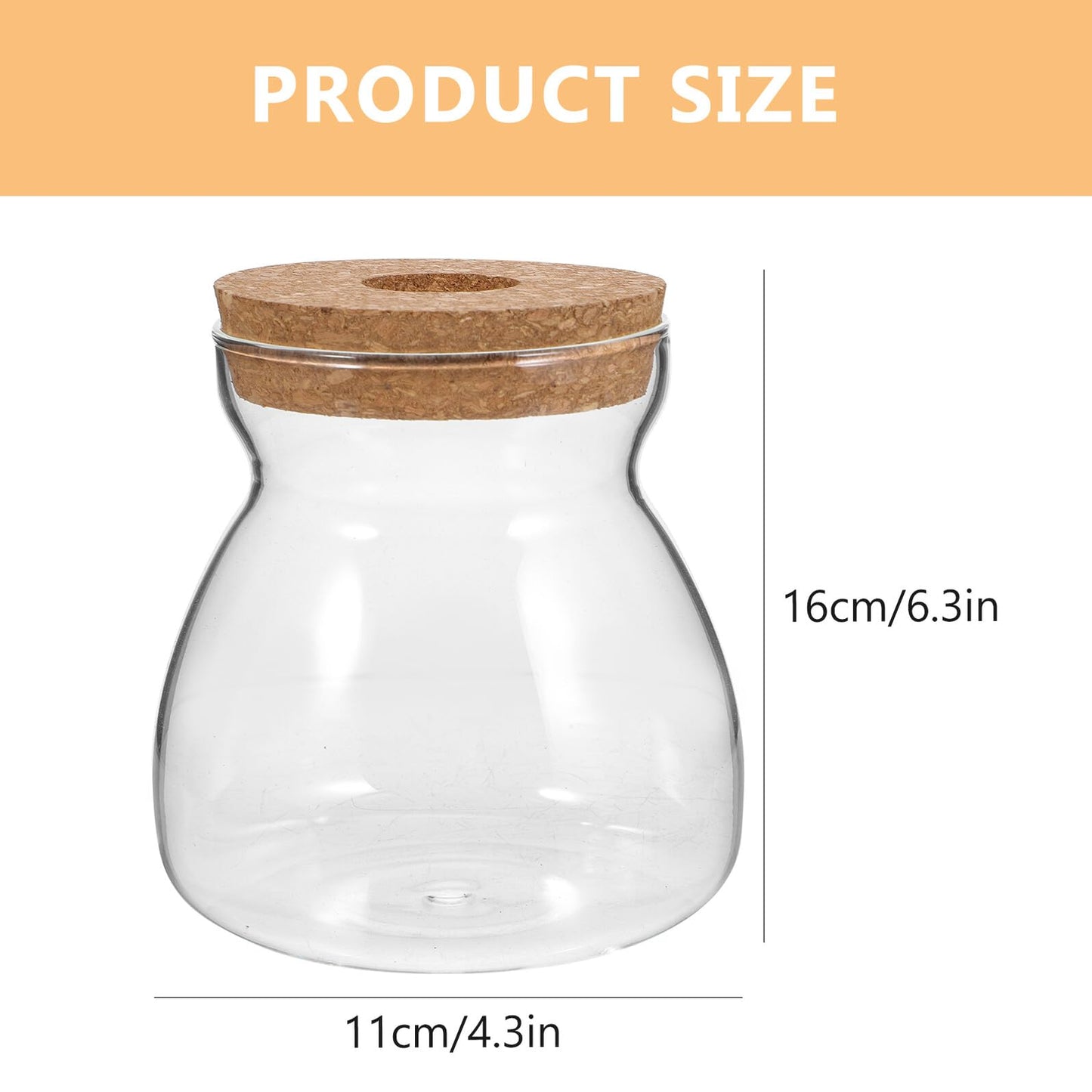 IDEANATEGRATE Glass Plant Jar Hole Lid Micro Landscape Terrarium Container Hydroponic Vases for Desktop Gardening Glass Ecosystem Container (Size)
