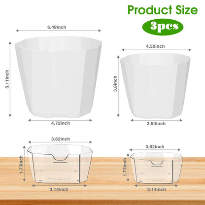 TekkPerry 6 Pack Self Watering Plant Pot, 6.6/5 Inch Plastic Self Watering Pots for Indoor Outdoor Plants African Violet Pots Easy Plant Self Watering Pot with Wick Rope for Plants Flowers