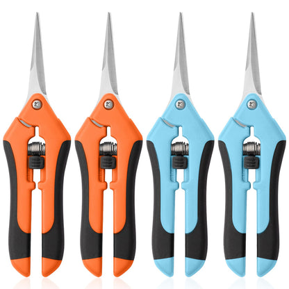 4 Pack Garden Pruning Shears, Stainless Steel Shears, Gardening Shears Scissors Pruning Shears for Gardening Tools (2pcs Blue+2pcs Orange)
