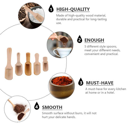 DOITOOL 10Pcs Small Salt Spoon Wooden Salt Spoon Set Mini Tea Scoop and Seasoning for Tea Leaves Bath Condiments Flour Smooth Surface for Kitchen Home Use