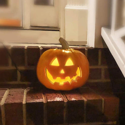 10" Jack-o'-Lantern - Halloween Light Up Pumpkin Lantern with ETL Certified Cord and 2 Safety Fuse - Indoor Outdoor Jackolantern Decoration for Halloween Party Home Décor - Lightened Pumpkin 10 Inch