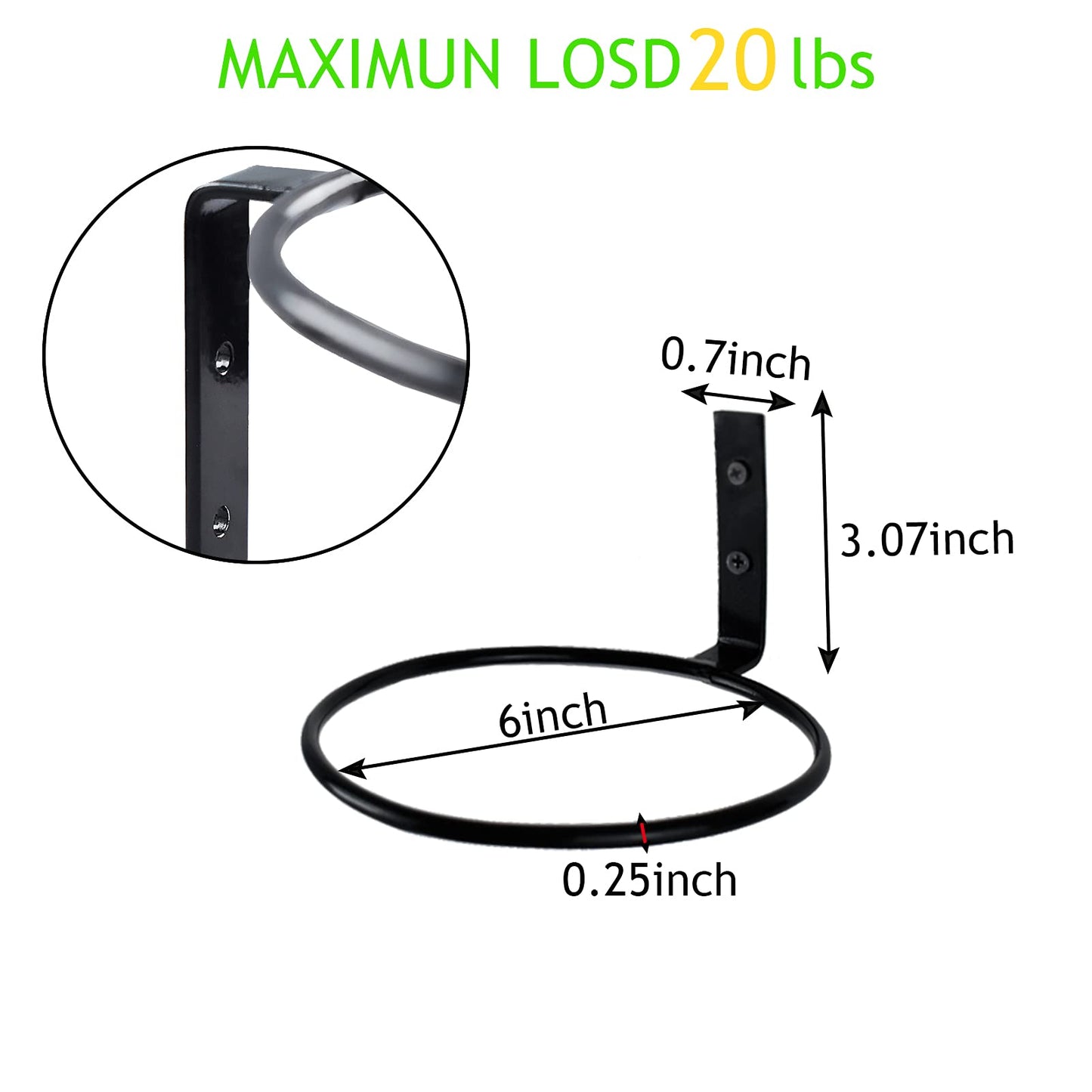 Wtiujhg 6 inch Flower Pot Holder Ring Wall Mounted Set of 4 Heavy Duty Metal Wall Plant Holder Plant Hanging Bracket Hanger for Outdoor/Indoor