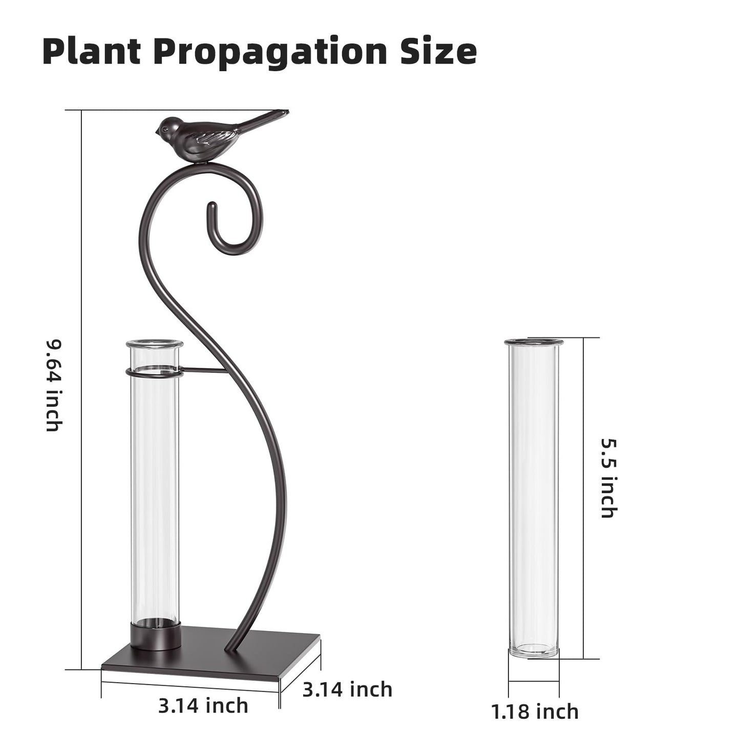 Marbrasse Plant Propagation Station, Plant Terrarium with Tubes Glass Vase, Desktop Glass Planter for Hydroponic, Plant Lover Gifts for Women Home Kitchen Office Garden Decor Terrarium Supplies