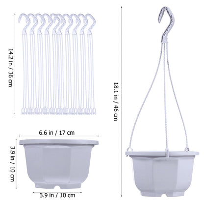 Toddmomy 10Pcs Octagon Plastic Hanging Planters with Drainage Holes for Indoor Plants Balcony Garden Lightweight Hanging Pots with Hooks