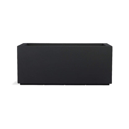 PolyStone Milan Rectangular Trough Planter – 46" x 17" x 19" – Large Lightweight Indoor/Outdoor Planter Box – Modern Stone-Look Resin – Durable All-Weather w/Drainage Holes – Made in USA – Black